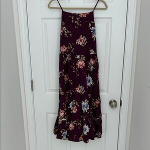 Xhilaration Burgundy Floral Maxi Skirt